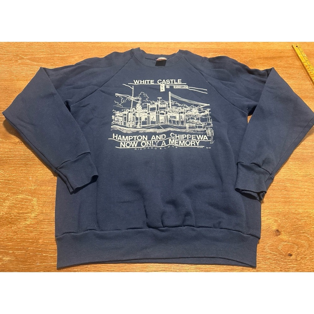 Vintage 80's White Castle Crewneck Sweater Historic Location Promo Size Large